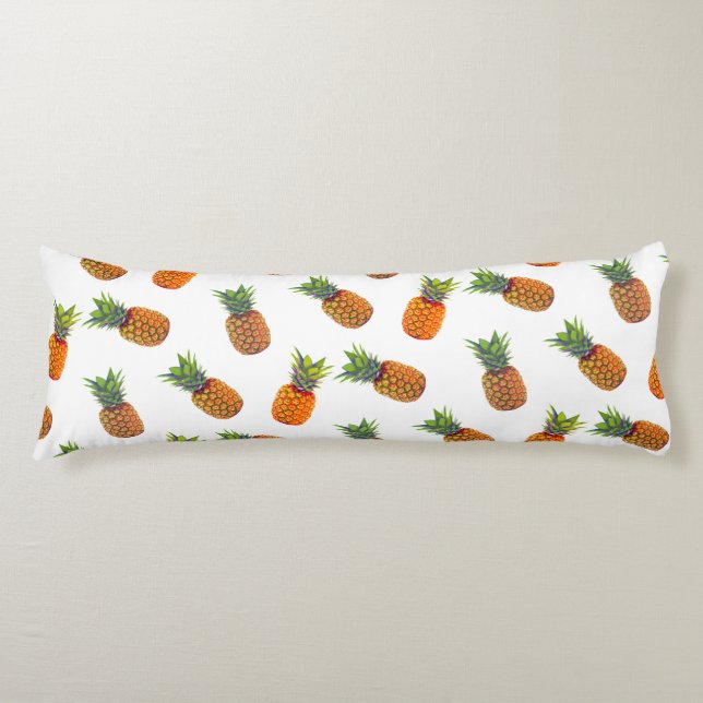 Pineapple Fruits on White Body Pillow (Front)