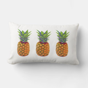 Pineapple Fruits on White Lumbar Pillow