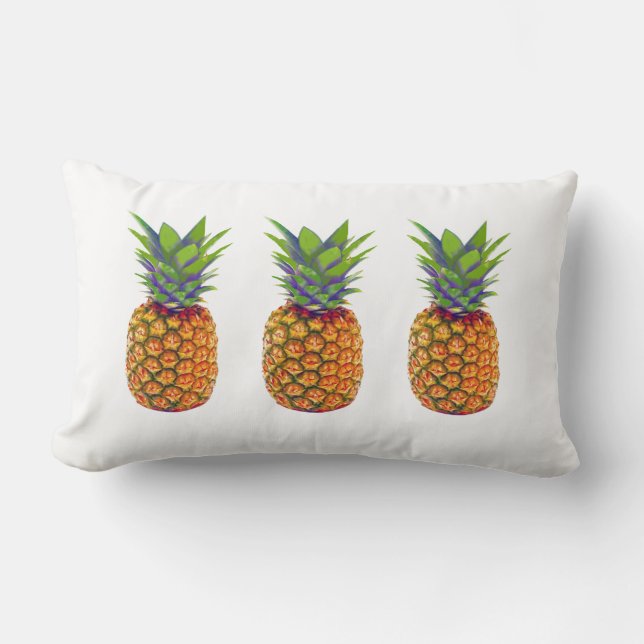 Pineapple Fruits on White Lumbar Pillow (Front)