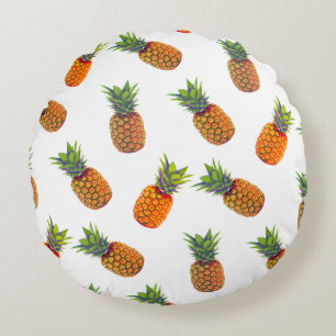 Pineapple Fruits on White Round Pillow