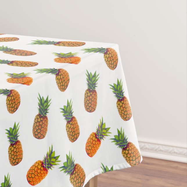 Pineapple Fruits on White Tablecloth (In Situ)