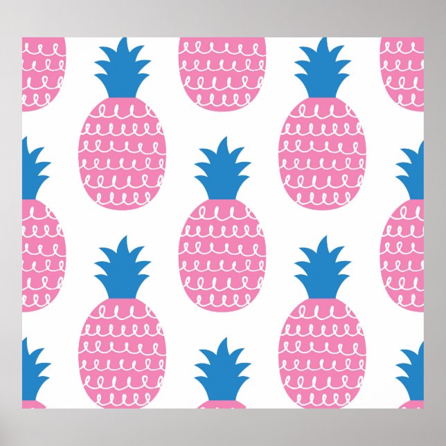 Pineapple Fun, Vintage Seamless Design. Poster (Front)