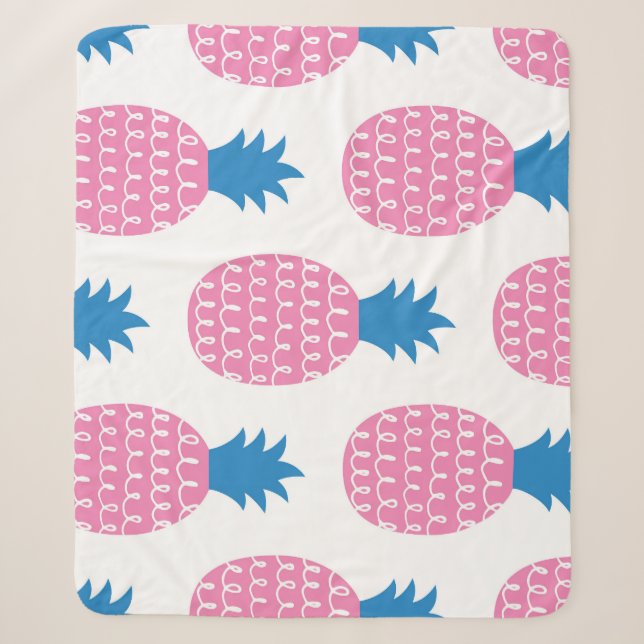 Pineapple Fun, Vintage Seamless Design. Sherpa Blanket (Front)