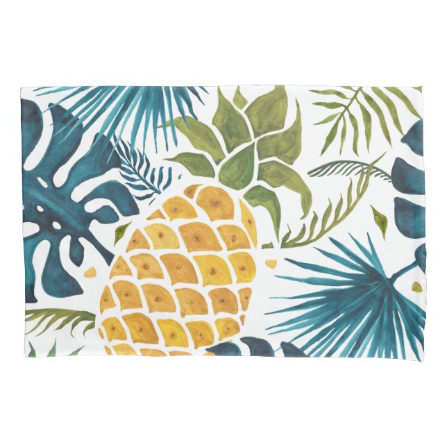 Pineapple gold palm foliage leaves pillowcase (Front)