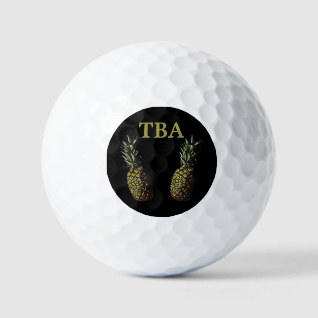 Pineapple Golf Balls - Optional Personalization (Front)