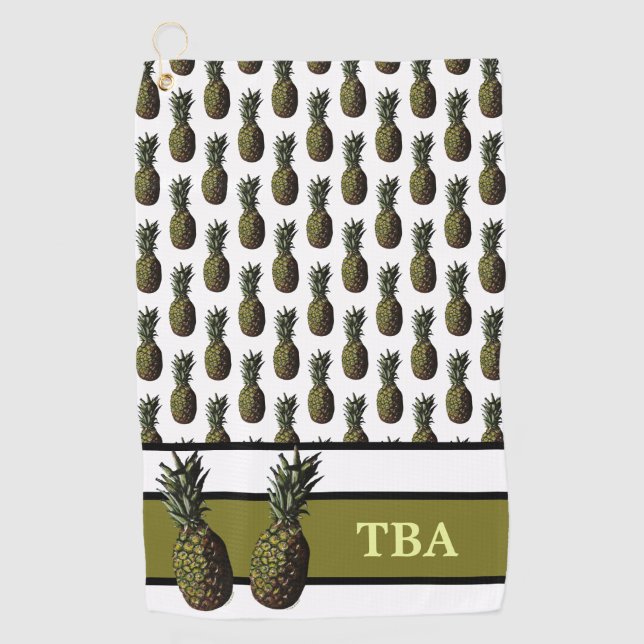 Pineapple Golf Towel - Personalized Monogram (Front)
