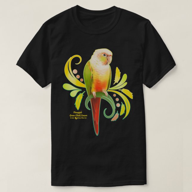 Pineapple Green Cheek Conure T-Shirt (Design Front)
