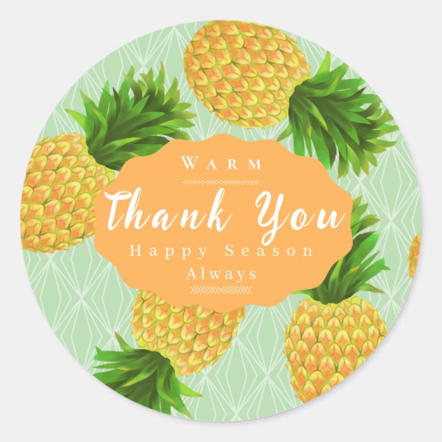 Pineapple Green Classic Round Sticker (Front)