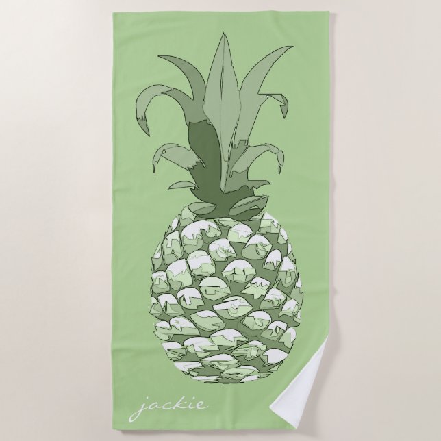 Pineapple Green ID239 Beach Towel (Front)