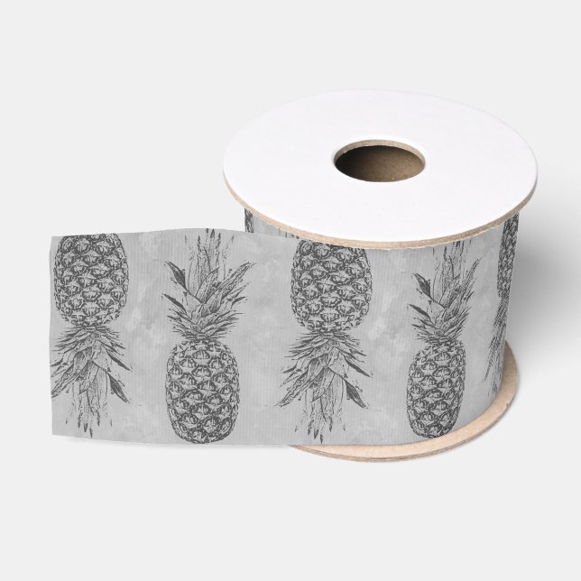 Pineapple Grey Ribbon Grosgrain Ribbon (Spool)