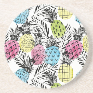 Pineapple Grunge Palms Coaster