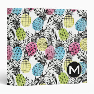 Pineapple Grunge Palms   Monogram Binder