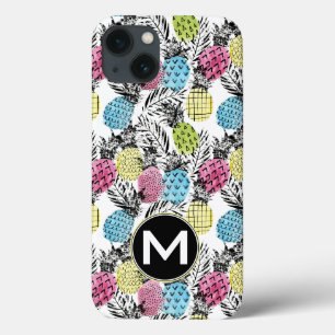 Pineapple Grunge Palms Monogram iPhone 13 Case