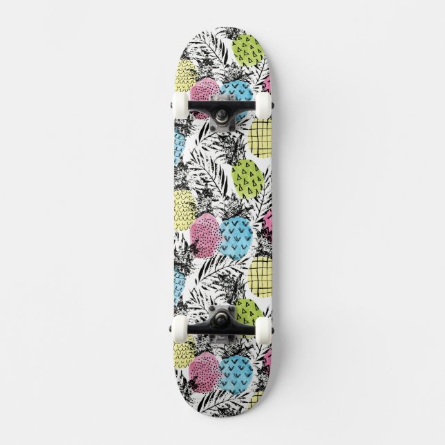 Pineapple Grunge Palms Skateboard (Front)