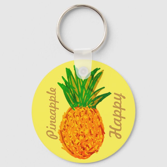 Pineapple happy keychain (Front)