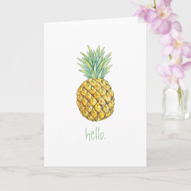 Pineapple Hello greeting card (Orchid)