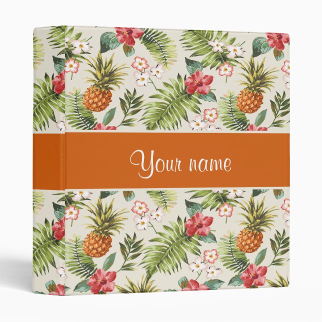 Pineapple Hibiscus and Palm Fronds Binder (Front/Spine)