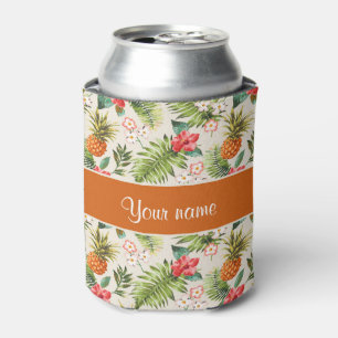 Pineapple Hibiscus and Palm Fronds Can Cooler