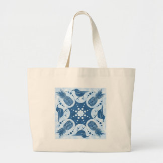 Pineapple & Iiwi Hawaiian Quilt Large Tote Bag