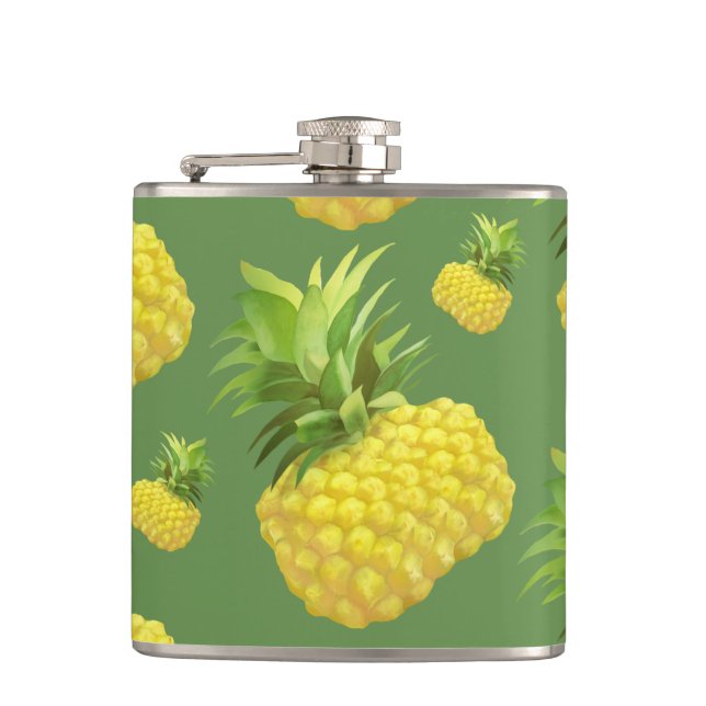 Pineapple Illustration Hip Flask (Front)