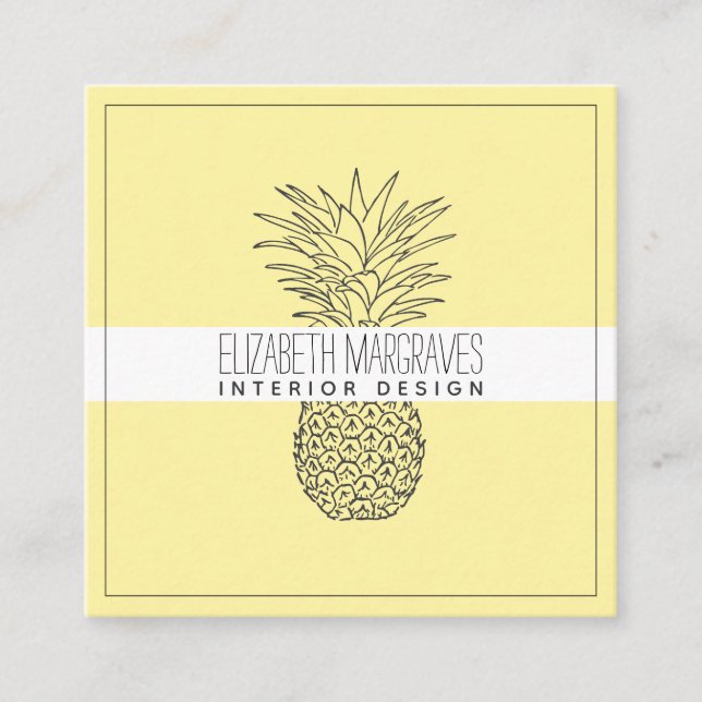 Pineapple Illustration Interior Designer Square Bu Square Business Card (Front)