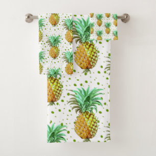 Pineapple Illustration Pattern Bath Towel Set