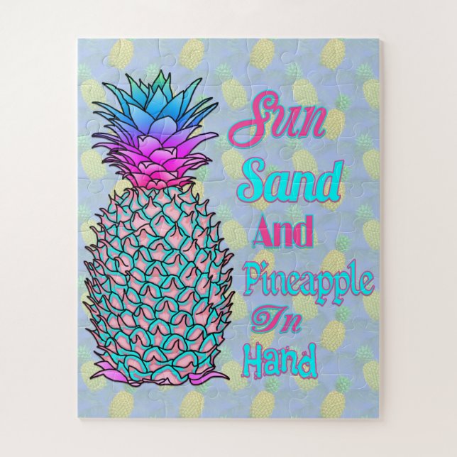 Pineapple In Hand Beach Jigsaw Puzzle (Vertical)