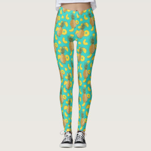 Pineapple In Turquoise Color Leggings