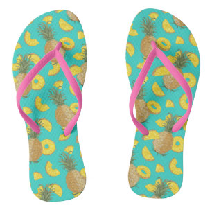 Pineapple In Turquoise Colour Flip Flops