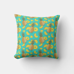 Pineapple In Turquoise Colour Throw Pillow