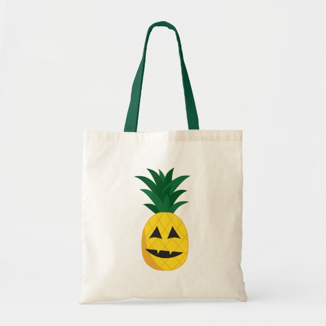 Pineapple Jack-O-Lantern Canvas Tote Bag (Front)