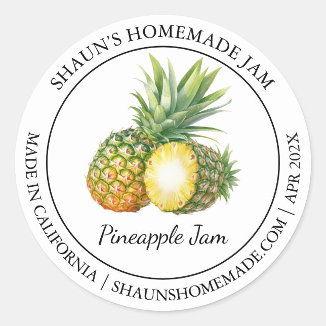 Pineapple Jam Modern label (Front)