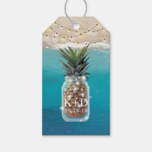Pineapple Jar String Lights Tropical Beach Wedding Gift Tags