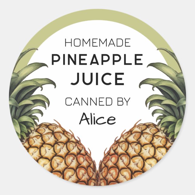 Pineapple juice homemade preserve label (Front)