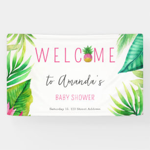 Pineapple Jungle Pacifiers Pink Girl Baby Shower Banner