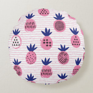 Pineapple kid design, vintage pattern. round pillow