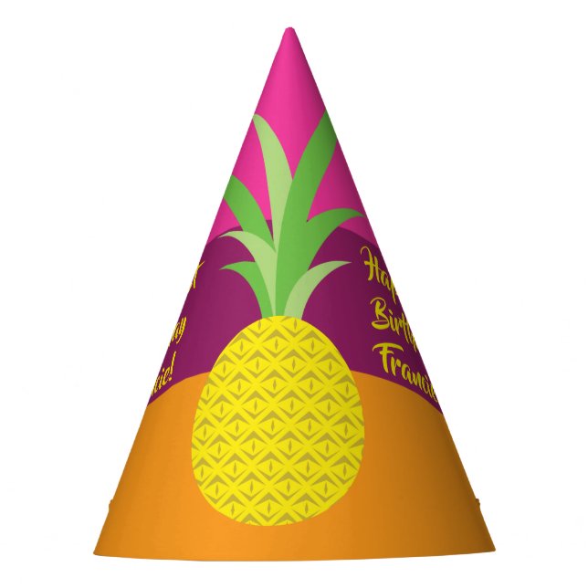Pineapple Kids Birthday Party Hat (Front)
