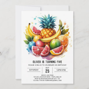 Pineapple Kids Digital Fruits Birthday Invitation