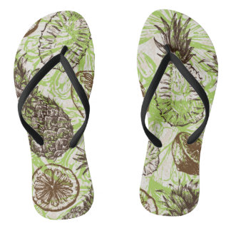 Pineapple & lemon pattern flip flops