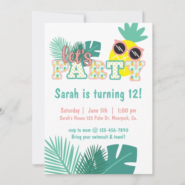 PINEAPPLE, LET'S PARTY, POOL PARTY, TROPICAL (Front)