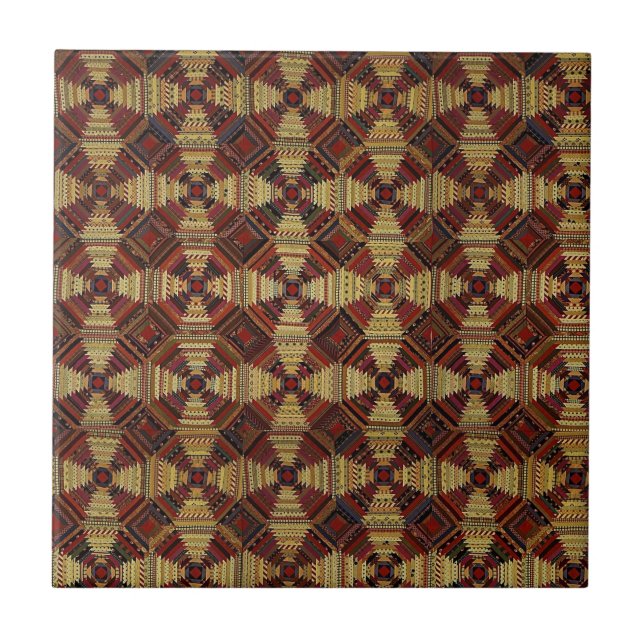 Pineapple Log Cabin Patchwork Design Tile (Front)