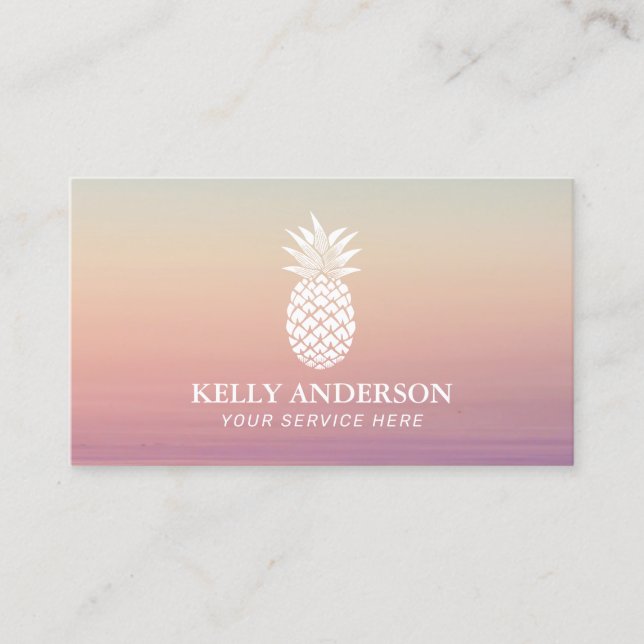 Pineapple Logo Elegant Pastel Ombre Business Card (Front)