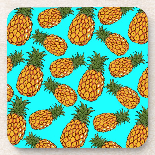 Pineapple Love Pattern - Tasty Tropical Exotic Coaster (Front)