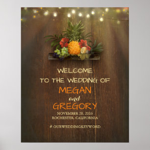 Pineapple Luau Beach Lights Affiche de bienvenue M