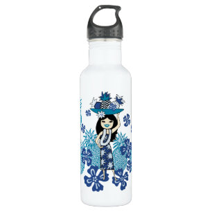 Pineapple Luau Hawaiian Hula Girl 710 Ml Water Bottle