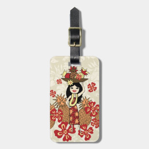 Pineapple Luau Hawaiian Hula Girl Duo Cases Luggage Tag