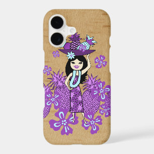Pineapple Luau Hawaiian Hula Girl Faux Wood