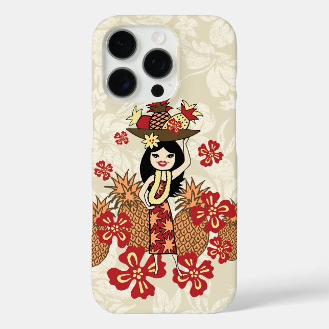 Pineapple Luau Hawaiian Hula Girl Red Case-Mate iPhone Case (Back)