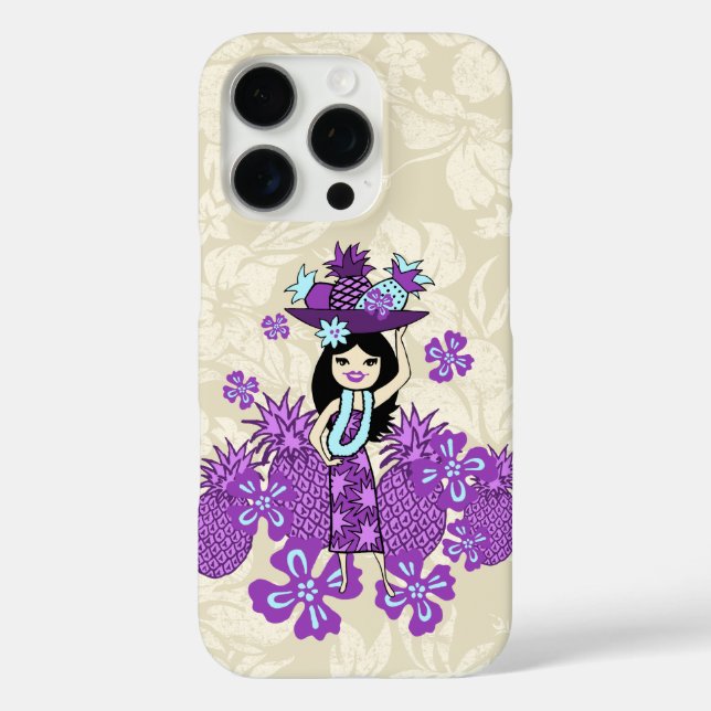 Pineapple Luau Hawaiian Hula Girl Violet Case-Mate iPhone Case (Back)