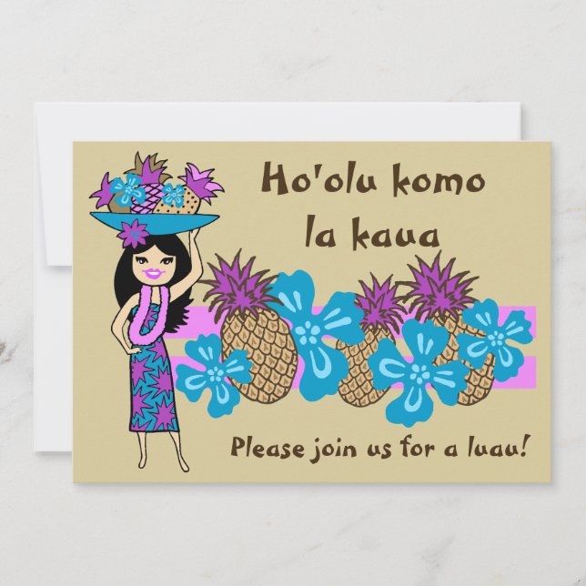 Pineapple Luau Tropical Invitations (Front)